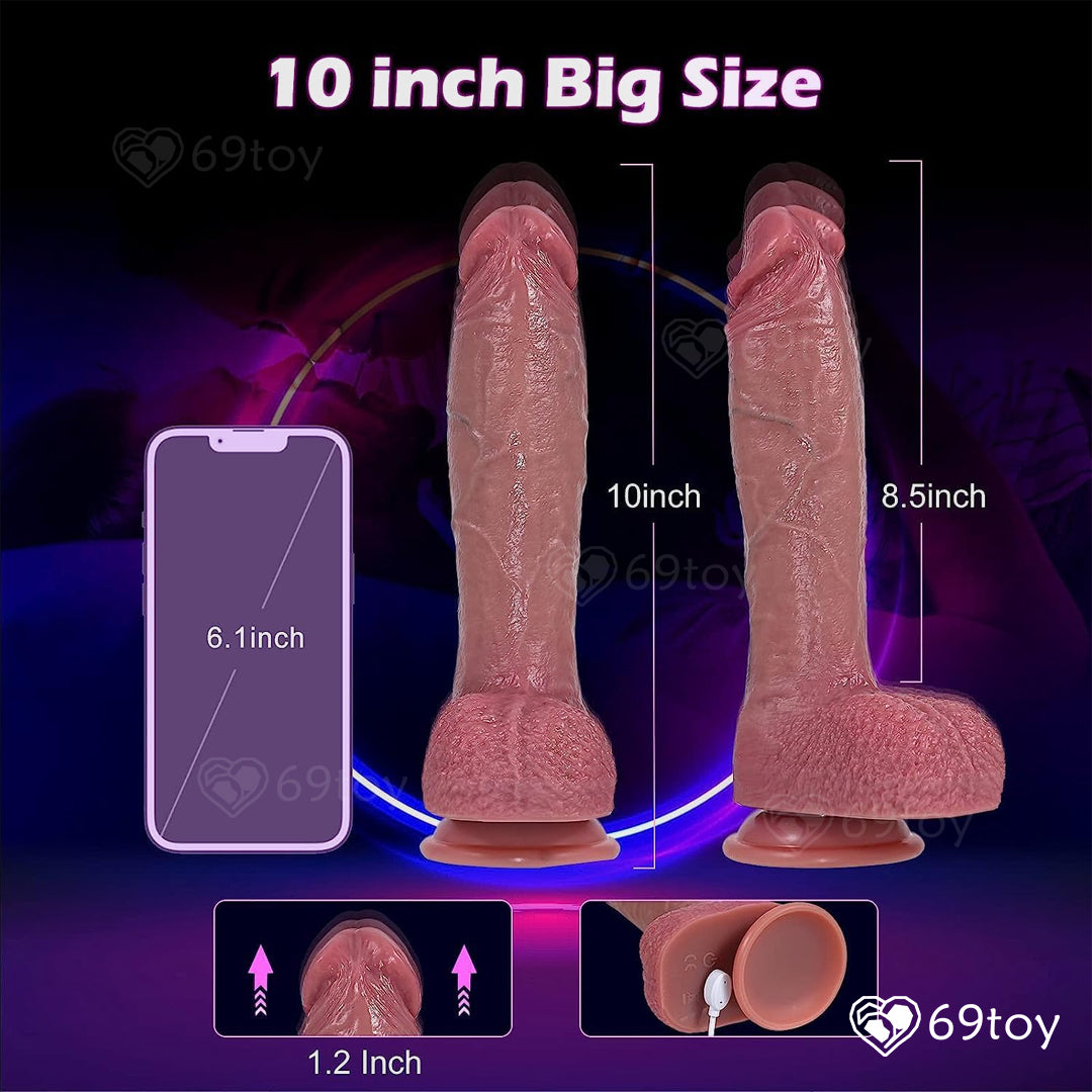 10" RealFeel Thrusting Vibrating Dildo