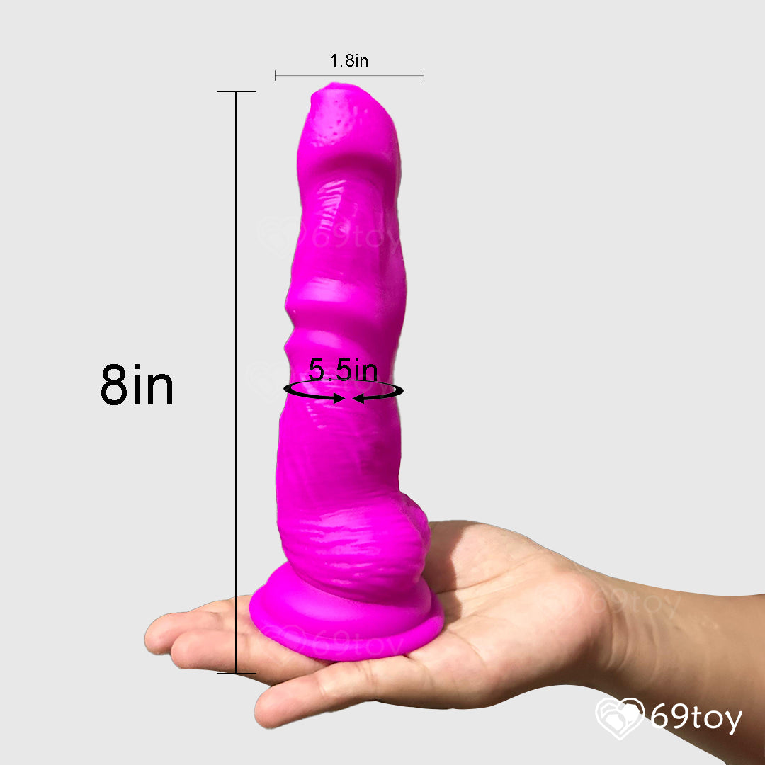 Velvet Pink Silicone Dildo 8 inch