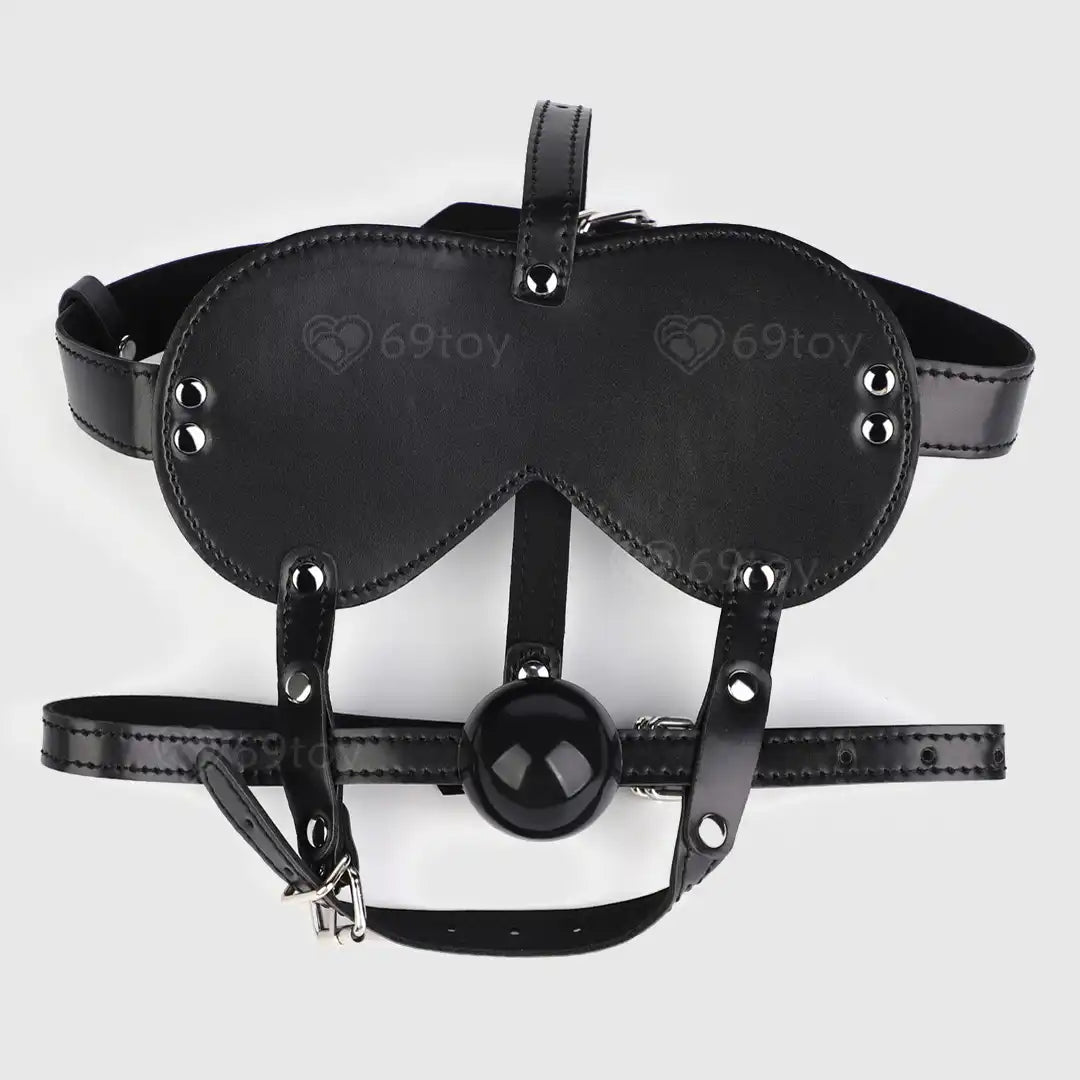 Strict Blindfold Harness & Ball Gag BDSM Set
