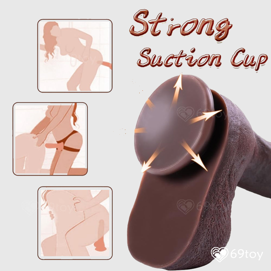 10.5" Dual Layer Dark Brown Dildo with Balls