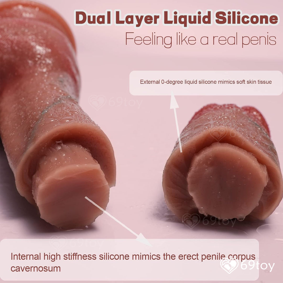 10.5" Dual Layer Realistic Dildo with Balls