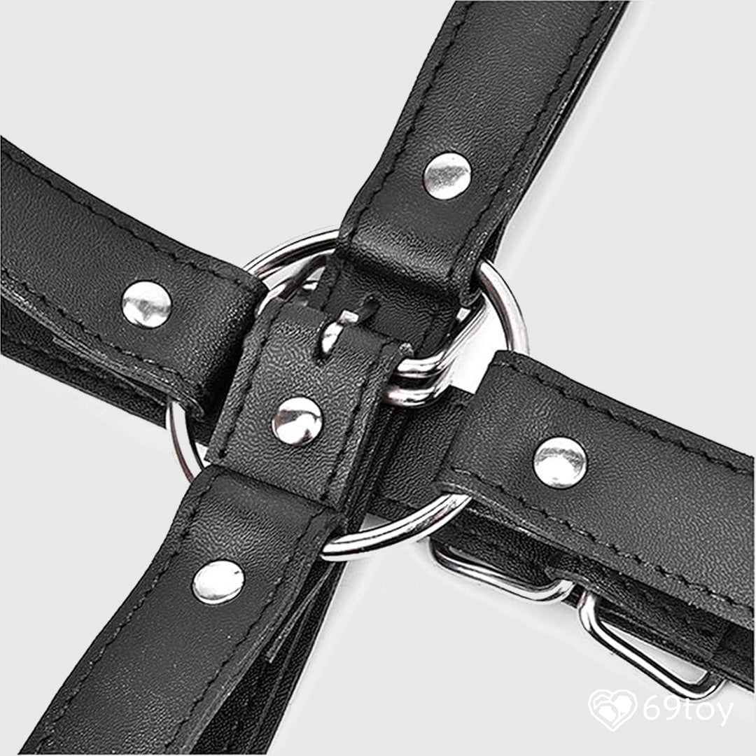 Vixen Black Punk Leather Harness Bondage Sex Toy Set