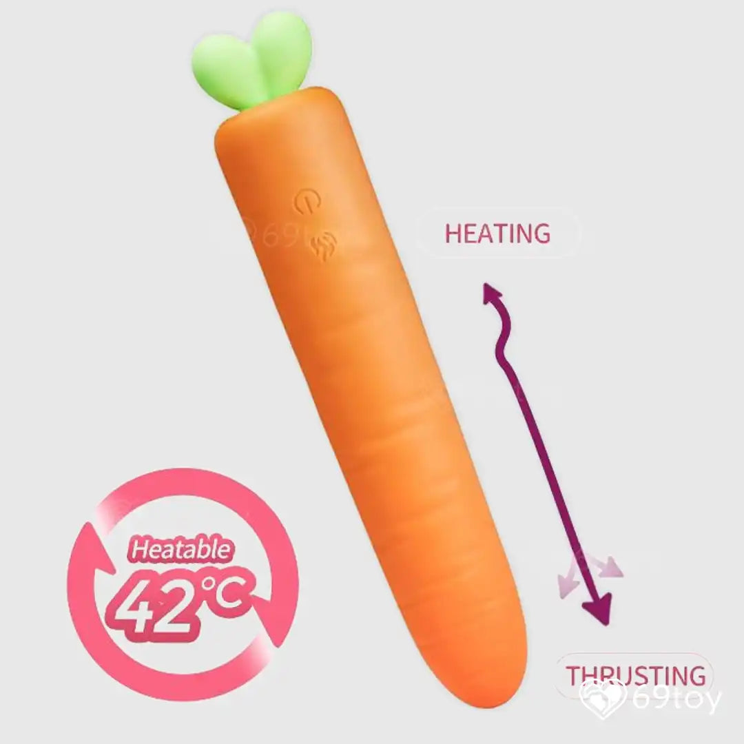 Carrot Shape Heating Thrusting Silicone Vibrator
