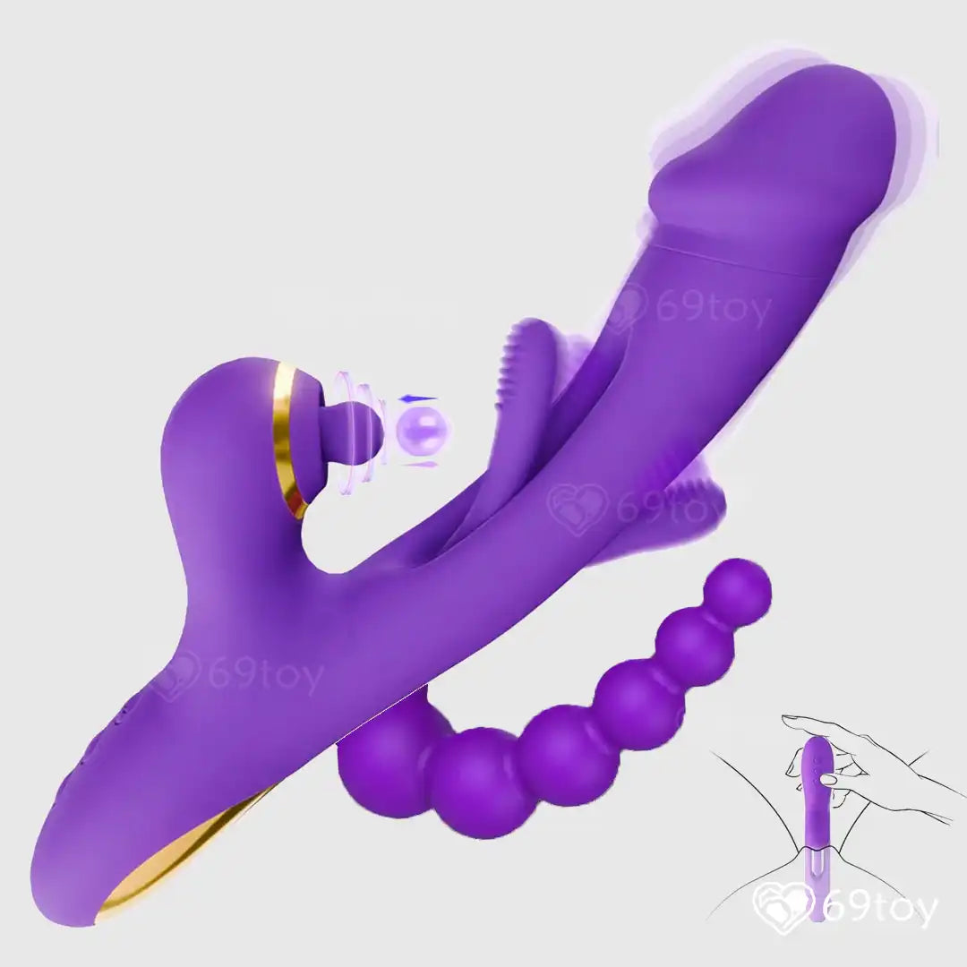 Joan 3X Rabbit Tapping G-spot Vibrator with Anal Beads