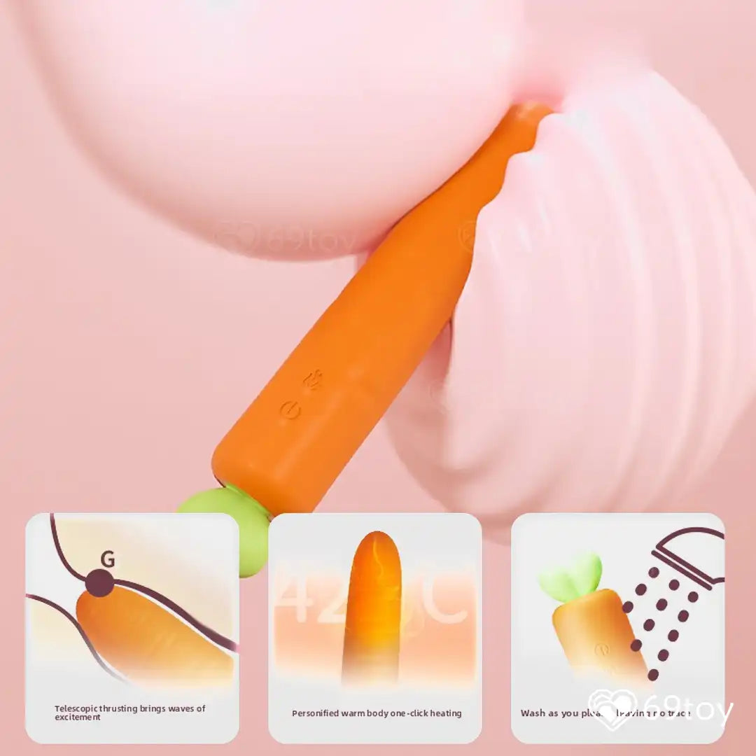 Carrot Shape Heating Thrusting Silicone Vibrator