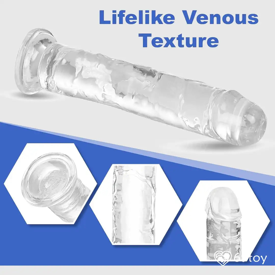 Crystal Clear Realistic Suction Cup Dildo