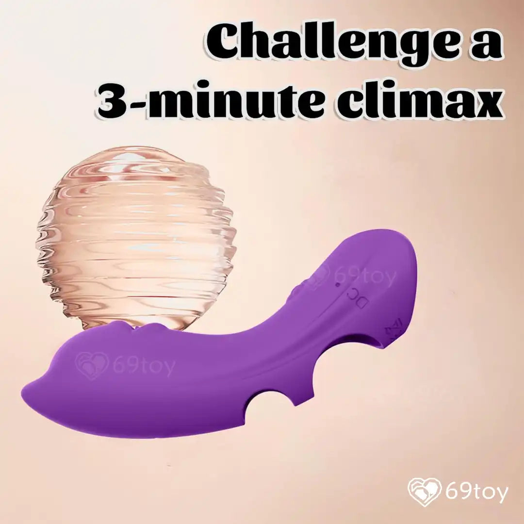  Cat Finger Vibrator with text 'Challenge a 3-minute climax' on a beige background, featuring the brand '69toy'.