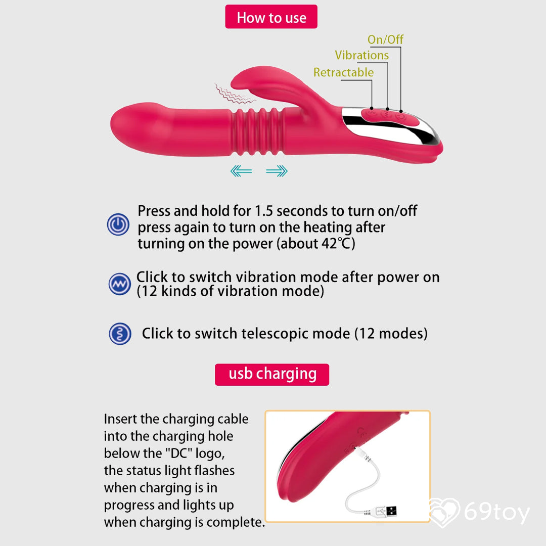 Stretch Thrusting Heating Rabbit Vibrator