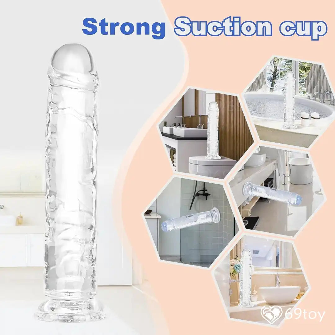Crystal Clear Realistic Suction Cup Dildo
