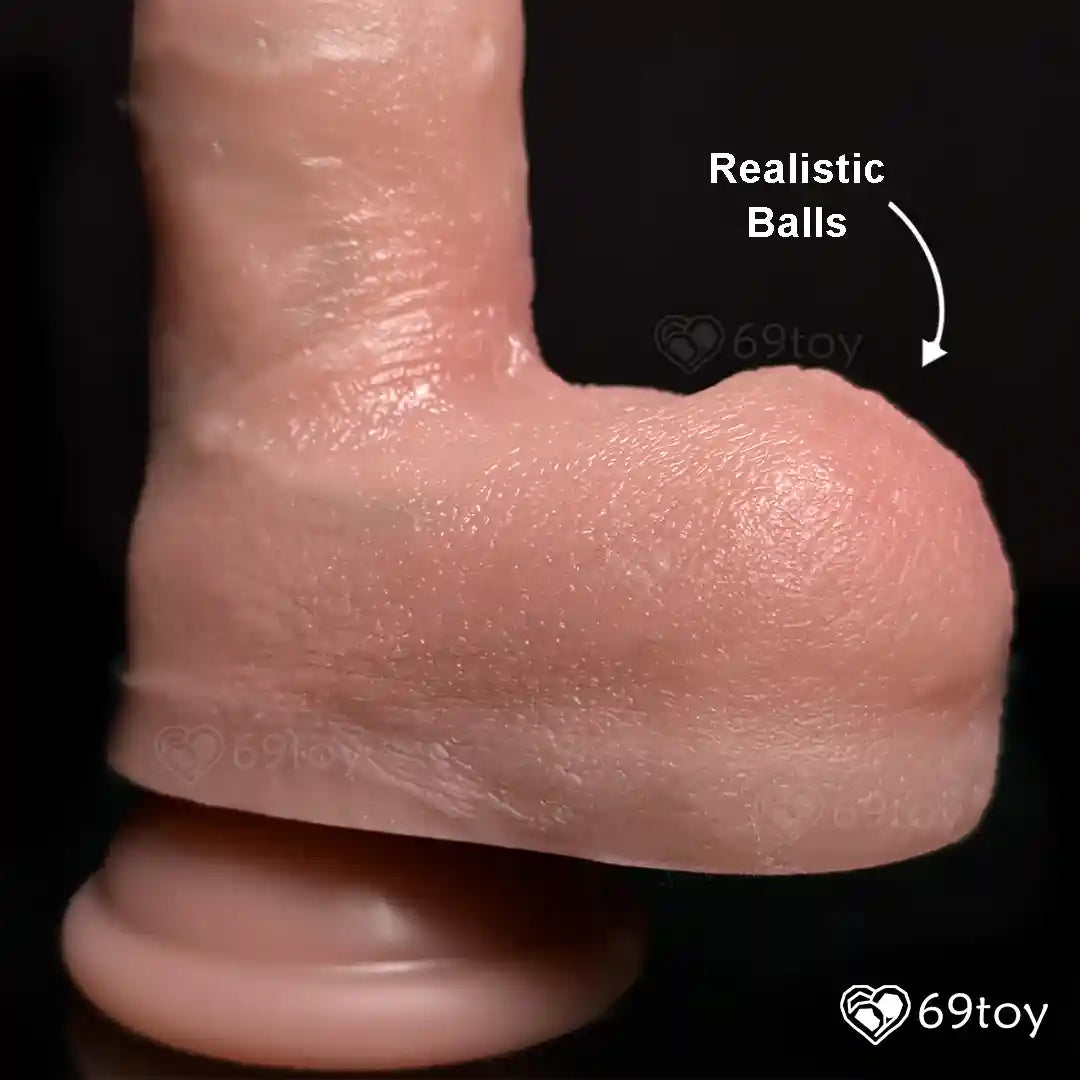 Close-up of a product with 'Realistic Balls' .
