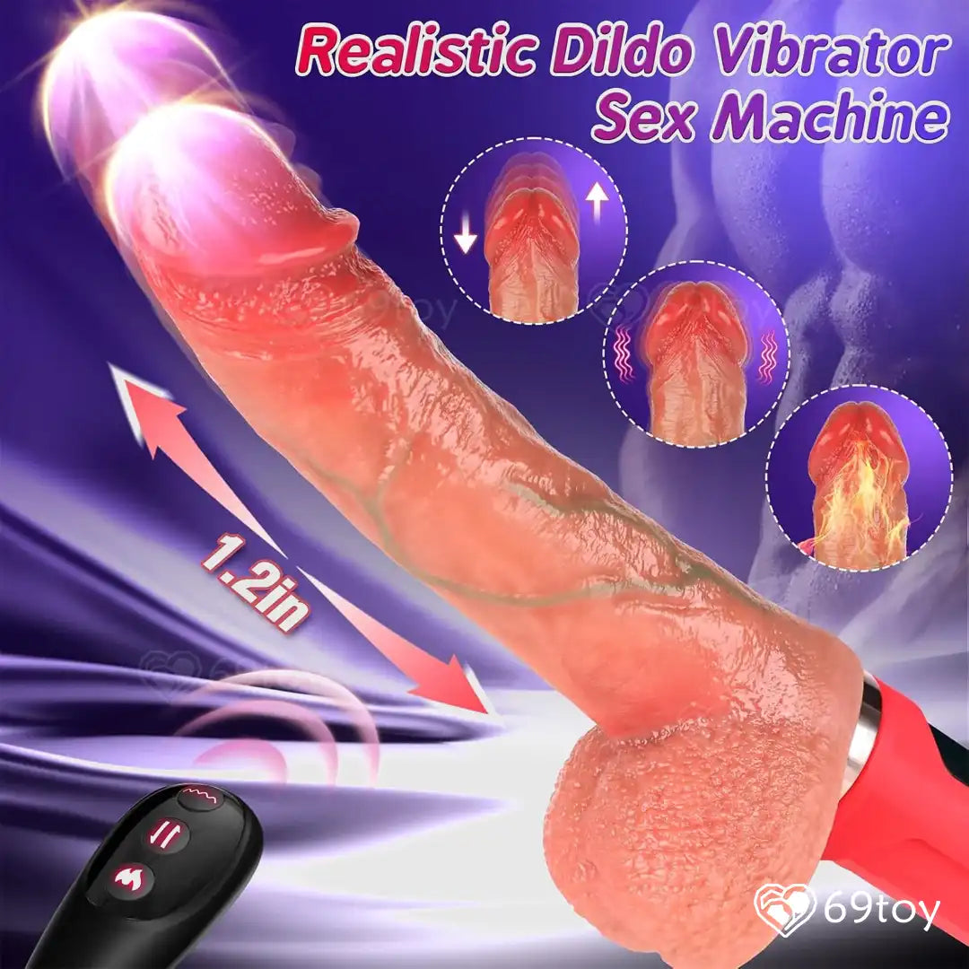 Realistic  dildo Vibrator Sex Machine with multiple features [ heating,vibration and up-down ]  detailed design and 69toy branding