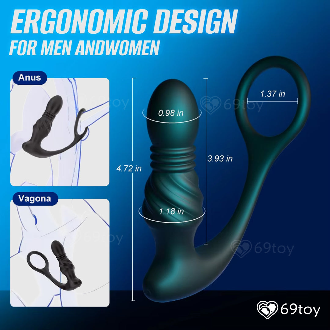 Thrusting Vibrating Prostate Massager With Cock Ring