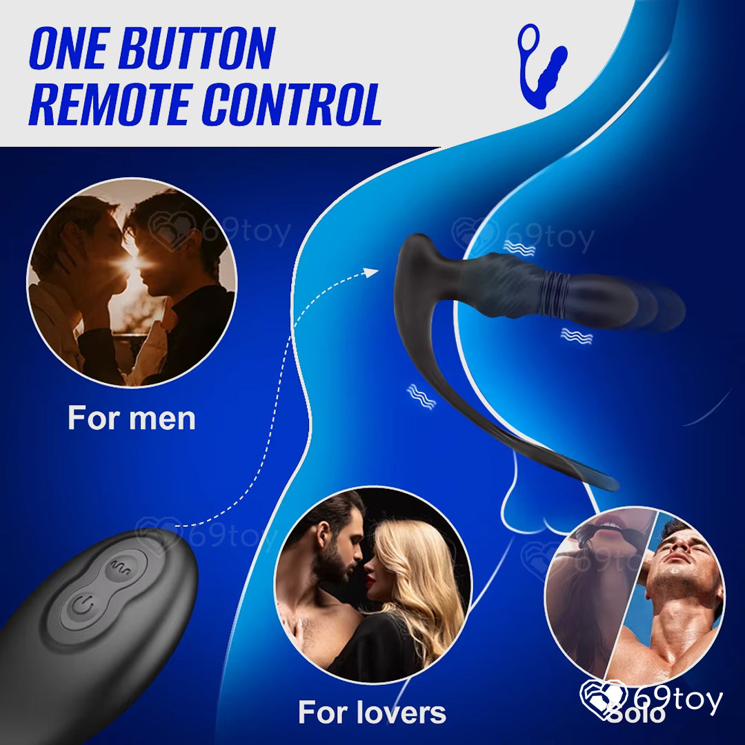 Thrusting Vibrating Prostate Massager With Cock Ring