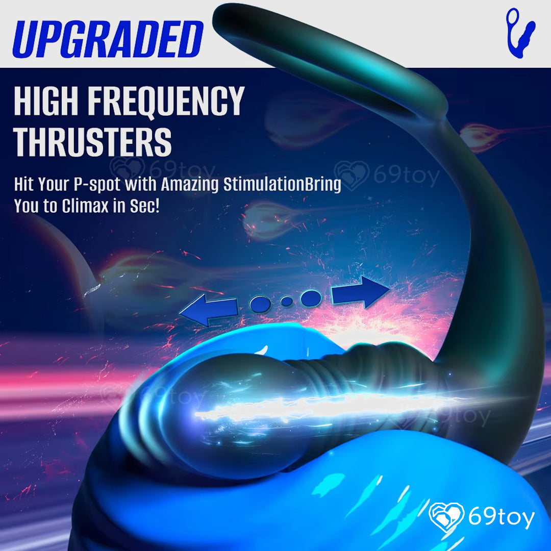 Thrusting Vibrating Prostate Massager With Cock Ring