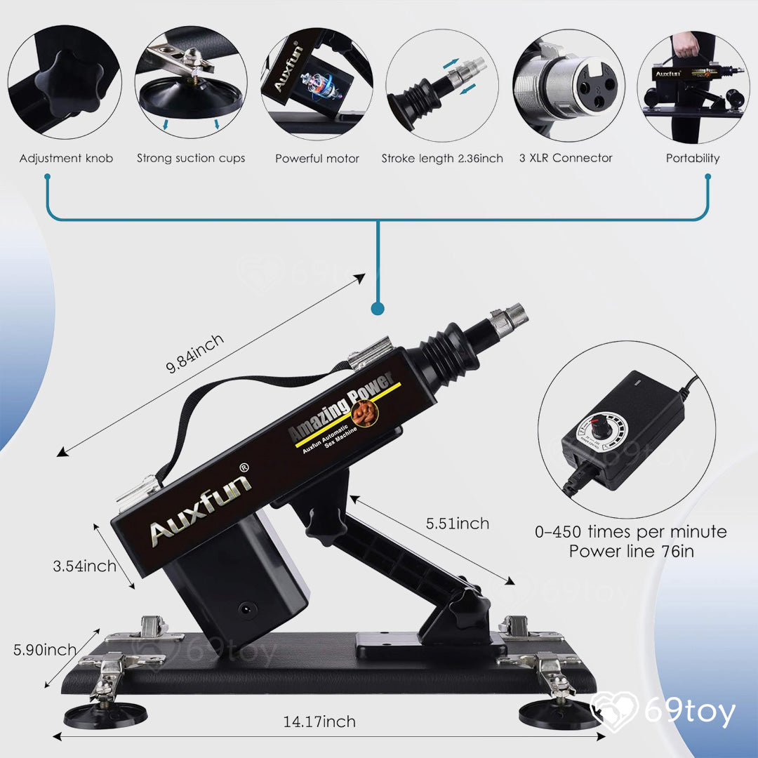 Automatic Thrusting Dildo Sex Machine with Attachments