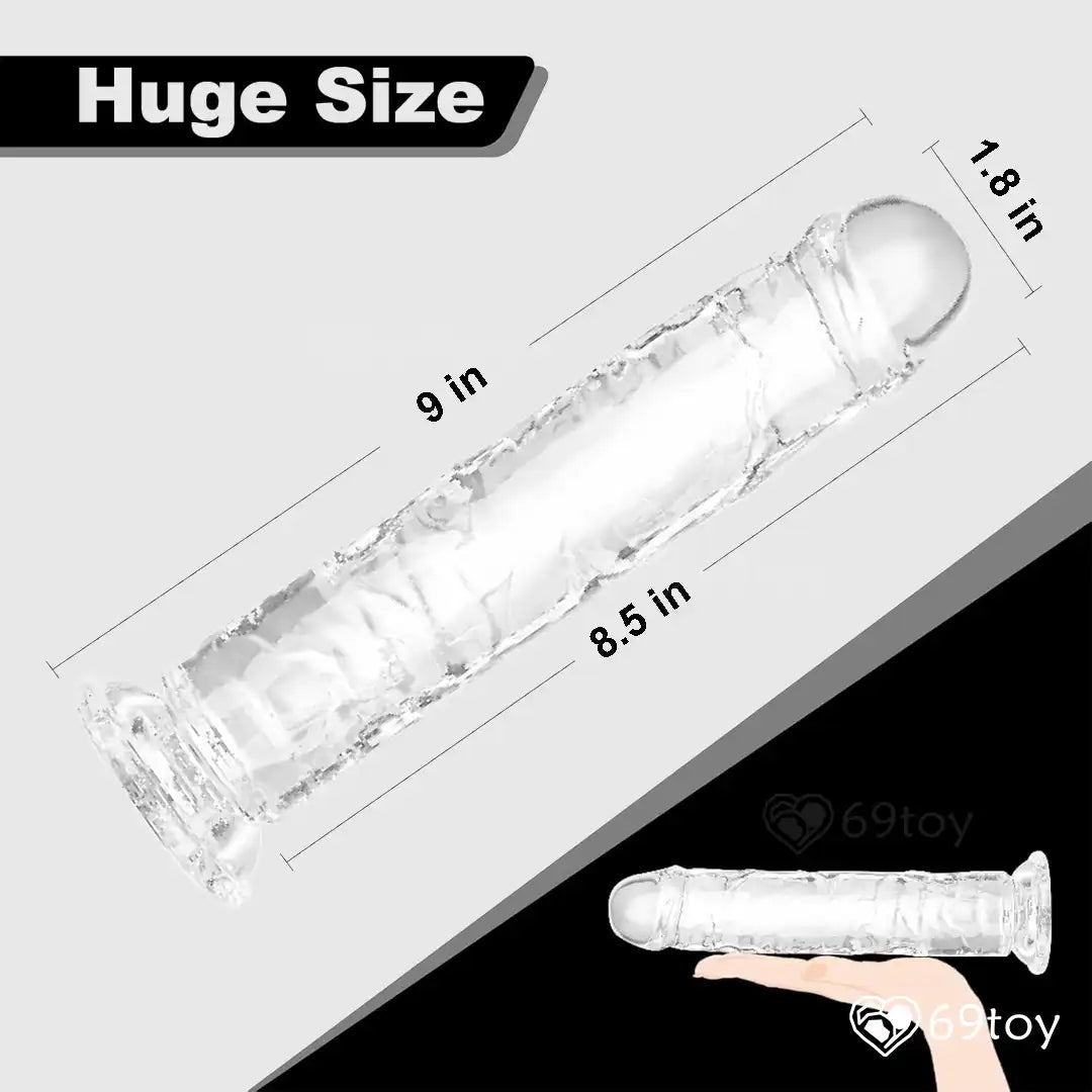 Crystal Clear Realistic Suction Cup Dildo