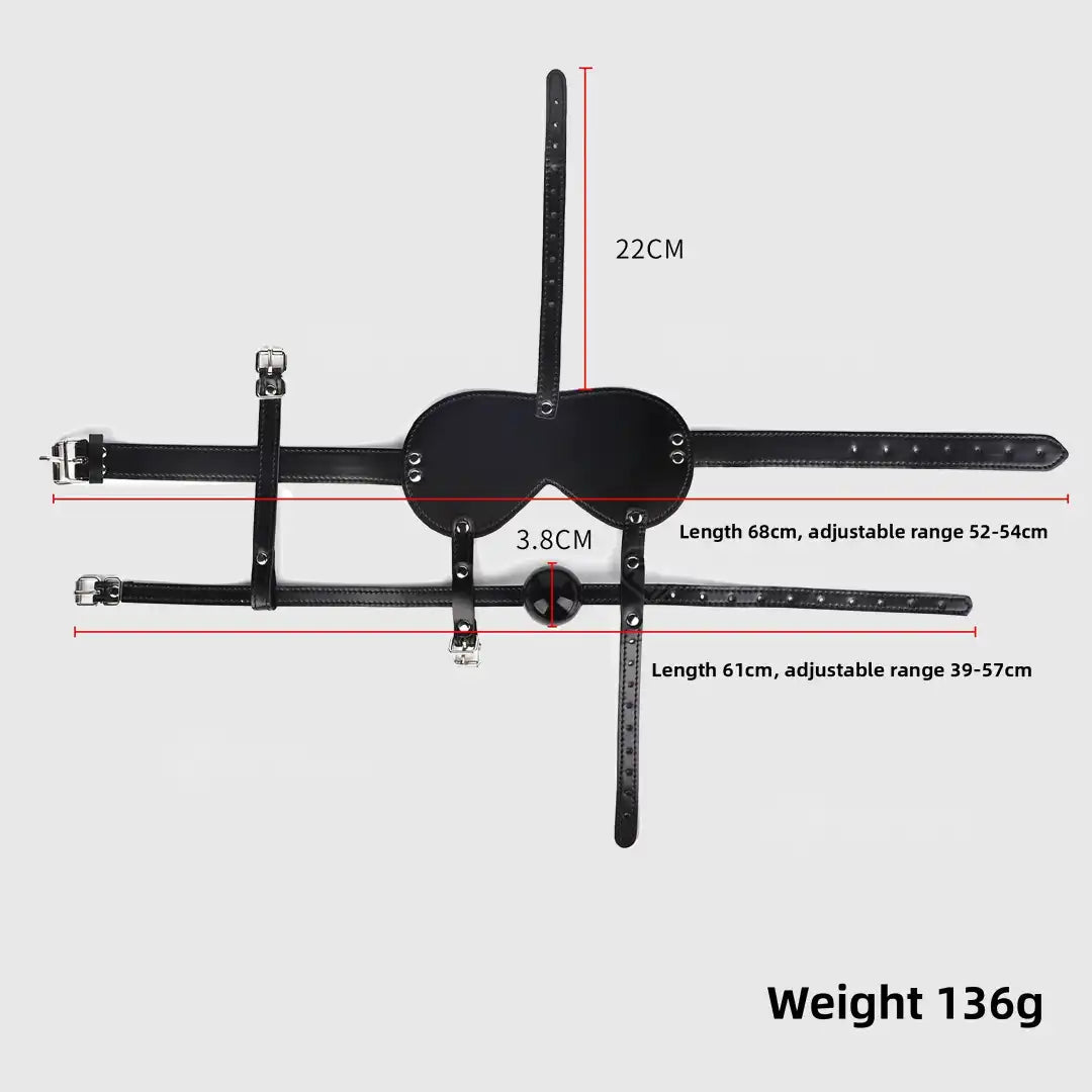 Strict Blindfold Harness & Ball Gag BDSM Set