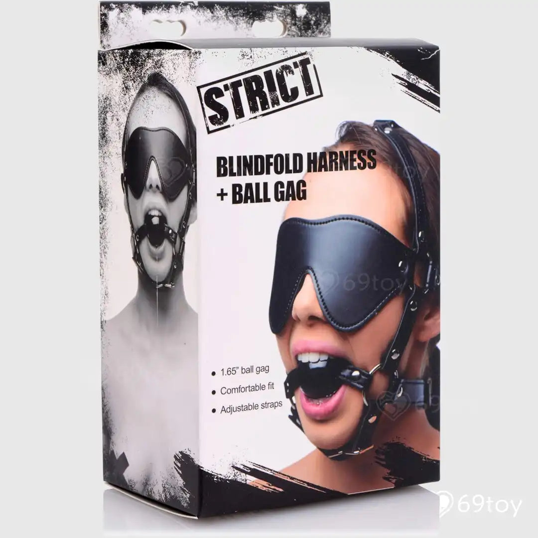 Strict Blindfold Harness & Ball Gag BDSM Set