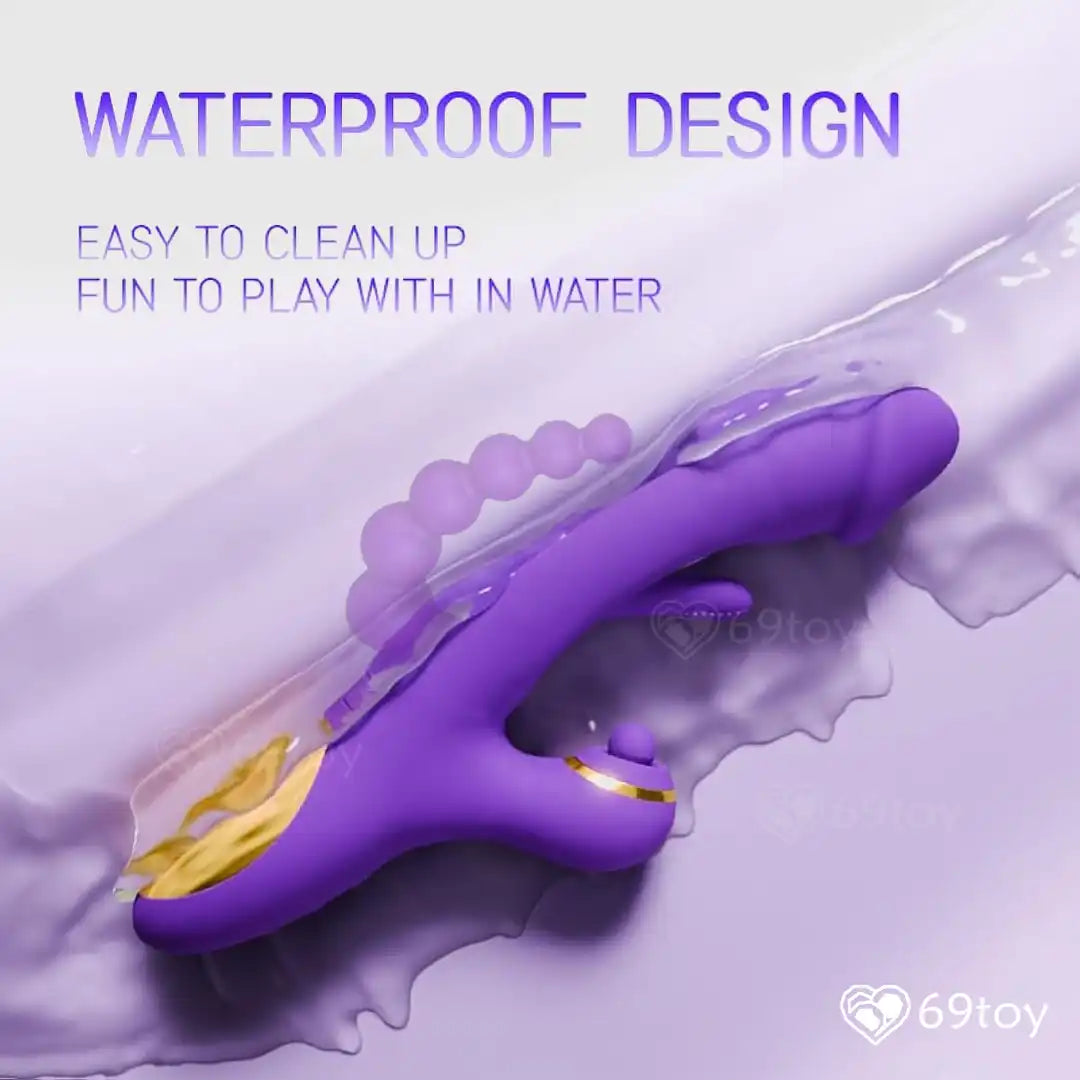 Joan 3X Rabbit Tapping G-spot Vibrator with Anal Beads