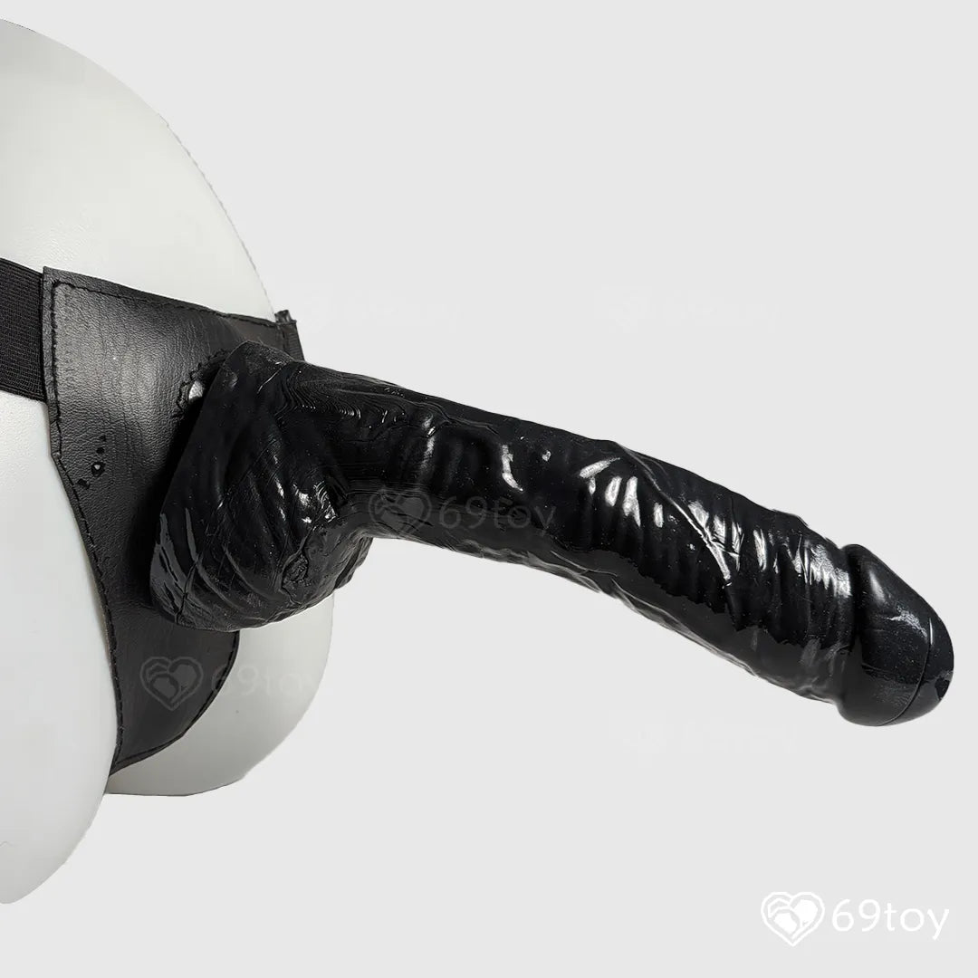 Black 10" Thick Strap-On Harness Dildo