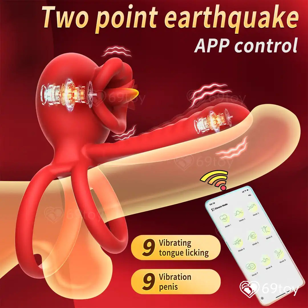 App Control Vibrating Double Cock Ring