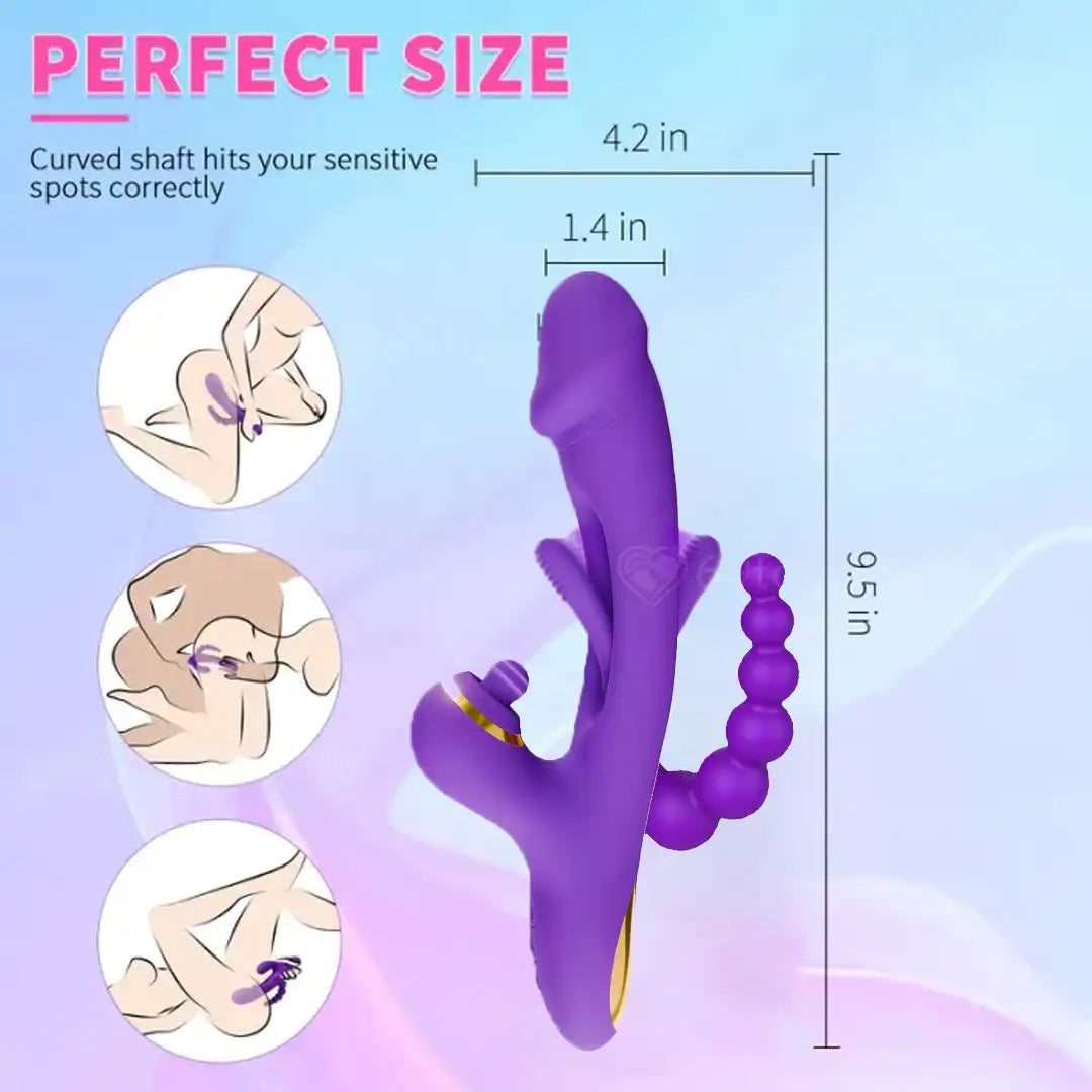 Joan 3X Rabbit Tapping G-spot Vibrator with Anal Beads