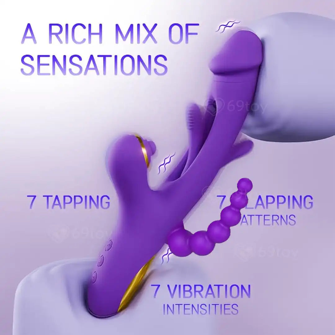 Joan 3X Rabbit Tapping G-spot Vibrator with Anal Beads