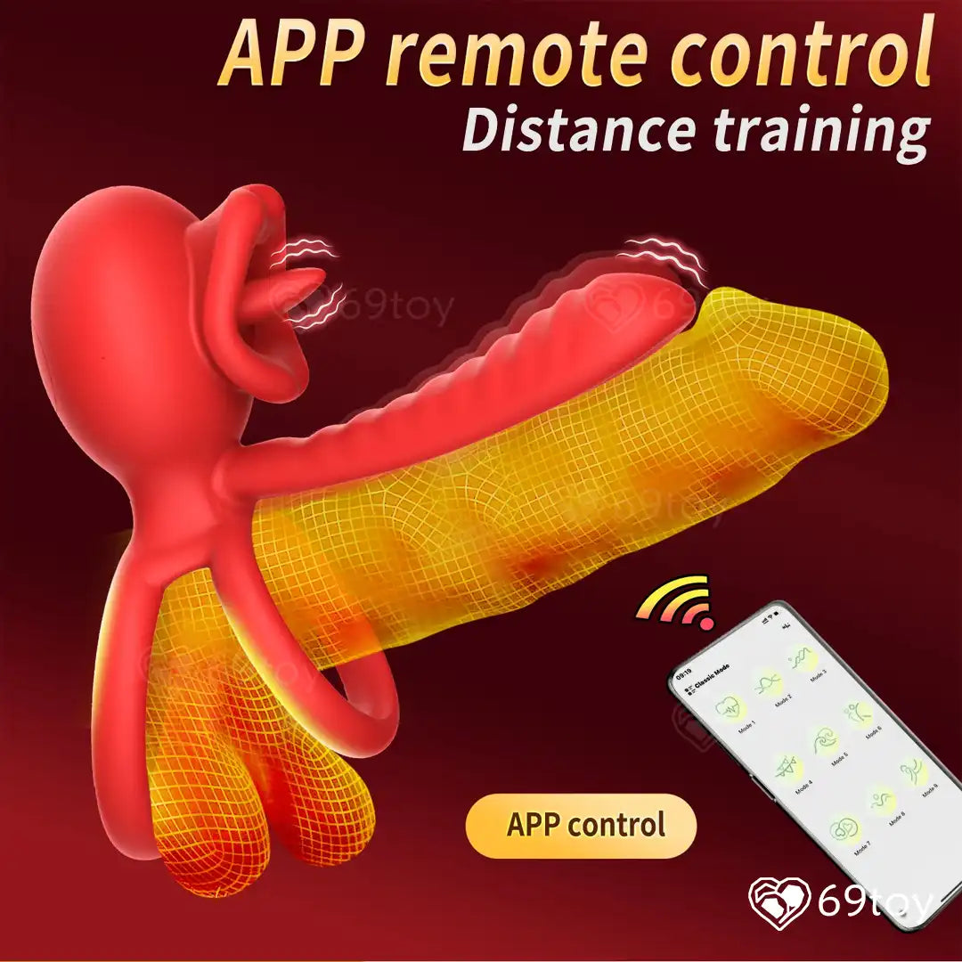App Control Vibrating Double Cock Ring
