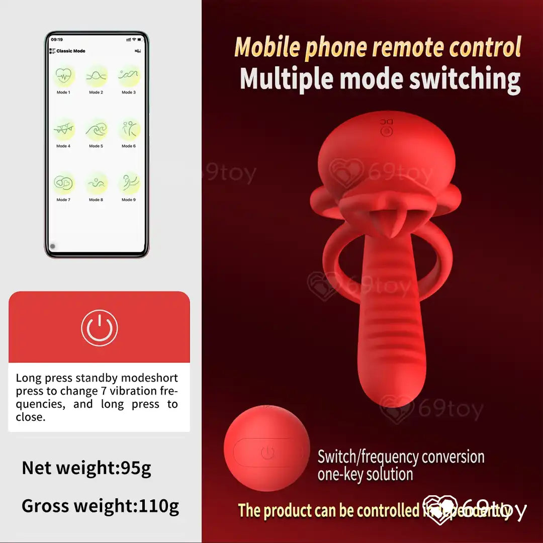 App Control Vibrating Double Cock Ring