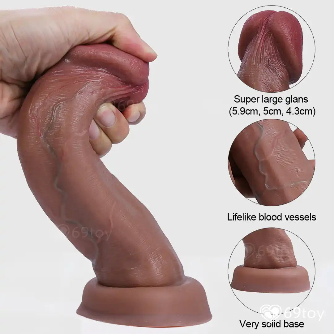 Thick Dual Layer Realistic Flesh Brown Dildo