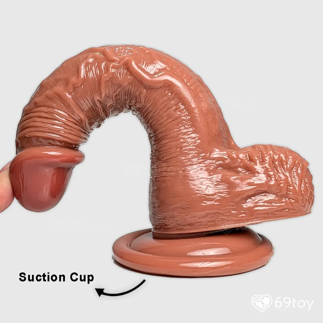 Dark Brown 8" Real Feel Strap-On Dildo with Harness