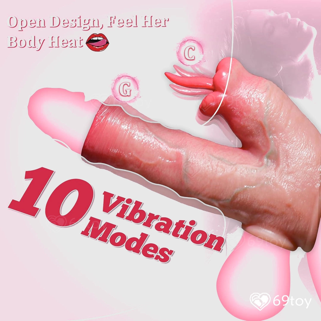 Pulse Pro Vibrating Tongue-Licking Dual Cock Ring with Remote