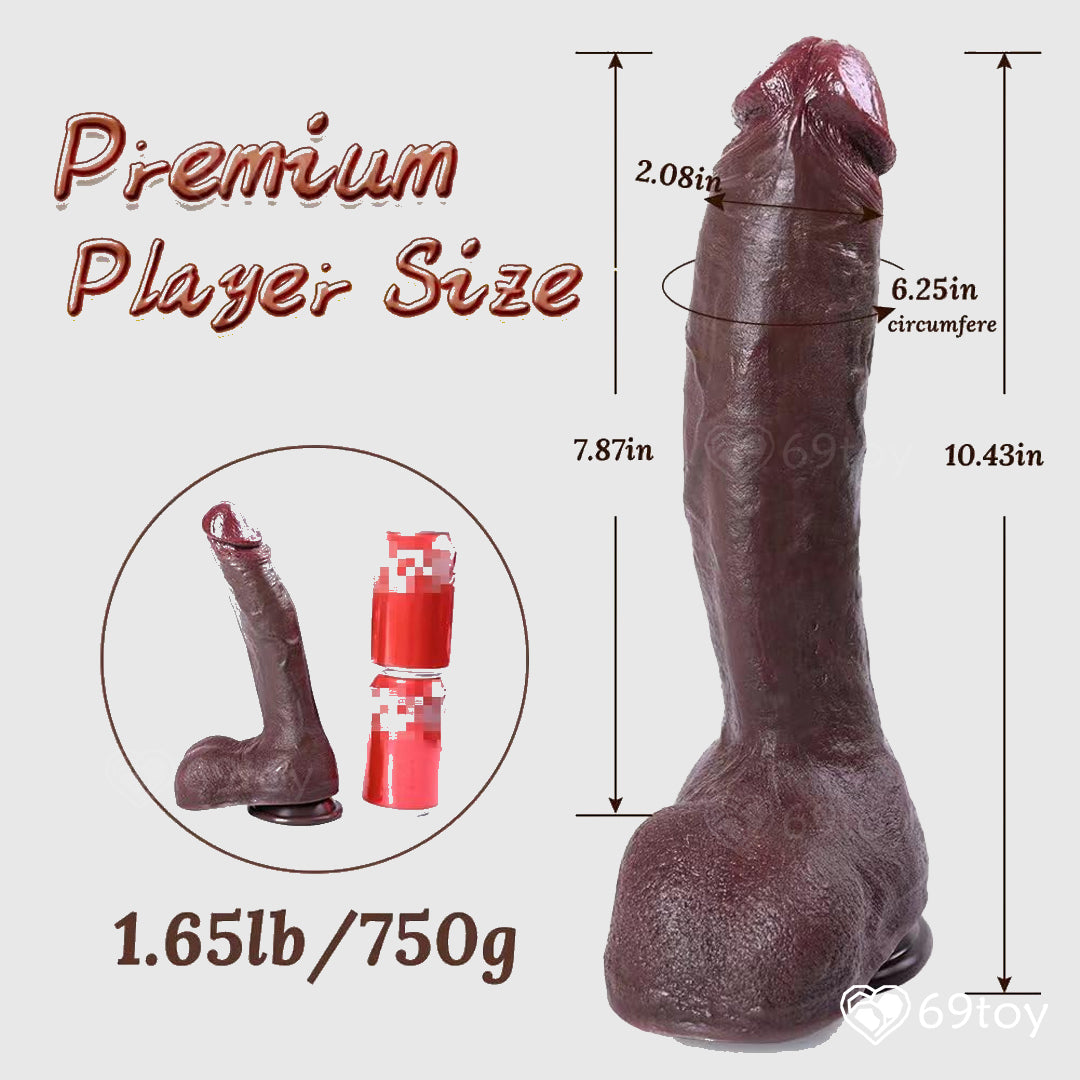 10.5" Dual Layer Dark Brown Dildo with Balls