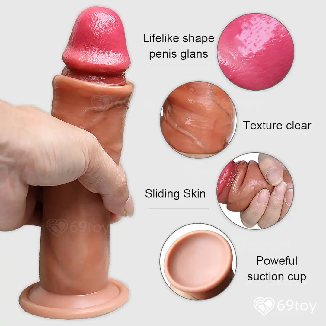 Slide Skin 8" Real Feel Strap-On Dildo