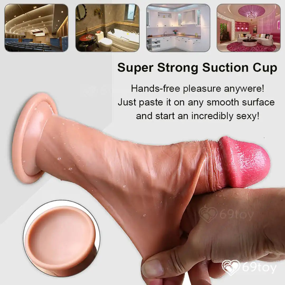 Slide Skin 8" Real Feel Strap-On Dildo