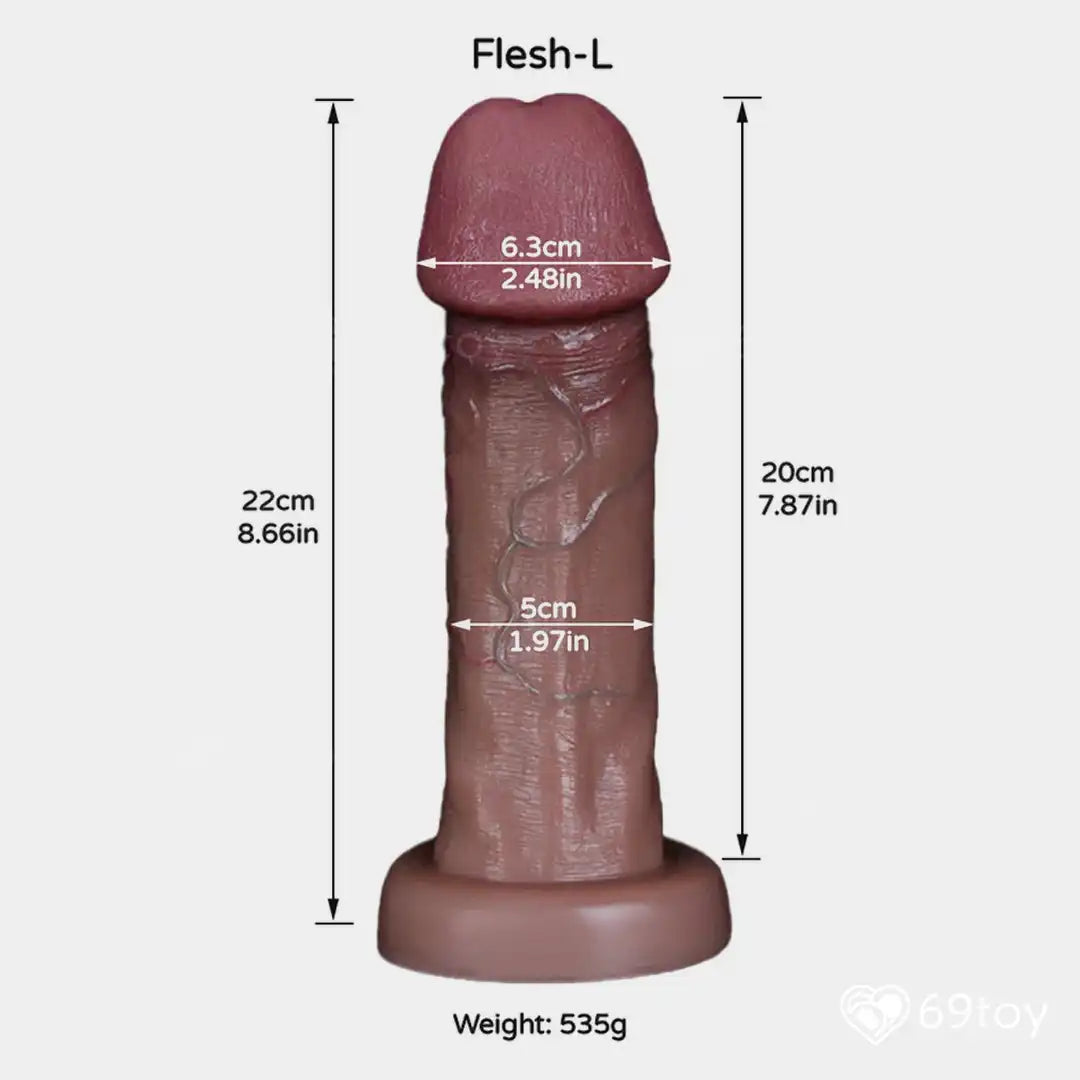 Thick Dual Layer Realistic Flesh Brown Dildo