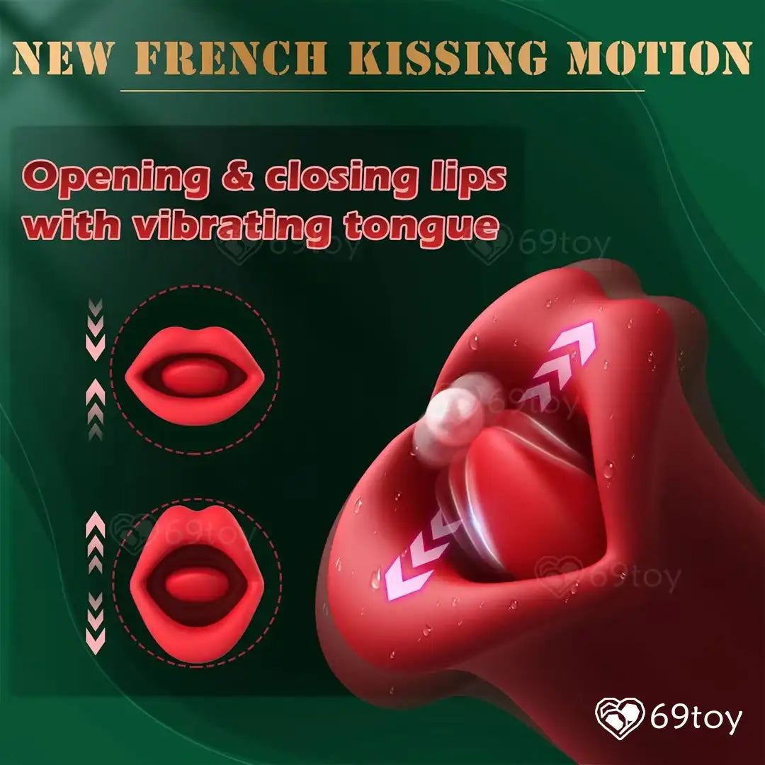 Wet Kiss Realistic Mouthbite Tongue Lick Sucking Vibrator